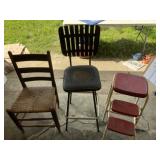 Red Metal Step Stool, Tall 28 Inch Bar Stool and