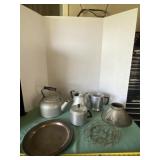 Aluminum Tea Pot, Pitcher and Percolator with