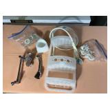 Shower Caddy with Curtain Clips and Shower Heads