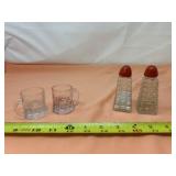 Salt and pepper shakers and shot glasses