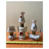Vintage Moss Rose Miniature Oil Lamp with Japan