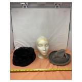 Styrofoam Mani can Head, Fur Hat with Herringbone