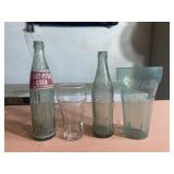 Coca cola Bottles and Glasses One Plastic