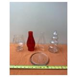 Red and Clear Glass Lamp Shades, Glass Tree Candy