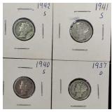 4  Mercury Silver Dimes