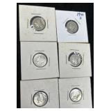 6 Mercury Silver Coin Dimes