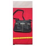 black Faux Leather Rosetti Shoulder Bag