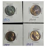 4 Nickels 1955 1944 1943