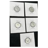 5 Mercury Silver Dimes