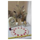 Mantel Clock, Ceramic Owl, and More