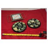 Abalone Shell Lucite trivets, Mosaic Tile Trivet