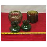 Green Glass Vase, Indiana Glass Planter
