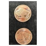 2 Copper Buffalo Coins 2012