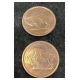 2 Copper Buffalo Coins 2012