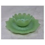 Vintage Fire-King Glass Jadeite Leaf Blossom Bowl