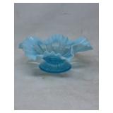 Northwood Blue Opalescent Glass Greek Key Ribbed