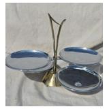 Mid-Century Chrome Round Tiered Serving Tray