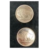 2 Copper Buffalo Coins 2012