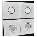 4 Mercury Silver Dimes