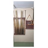 Cue Stick Holder with Pool Cues Rack and Balls