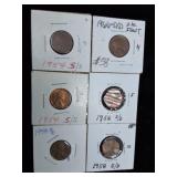 Six Wheat Pennies Error Coins