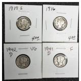 4  Mercury Dimes