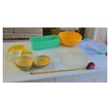 Tupperware Bowls, Bread Container, Strainer and