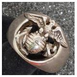 Sterling Silver Marine Corps Ring 16.14 grams