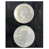 2 Eisenhower Dollar Silver Coins