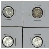 4 Mercury Dimes