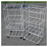 Two Folding Wire Rack Systems on Rollers