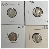 4  Mercury Dimes