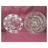 Two Press Glass Platters 12 3/4" X 11 1/2"
