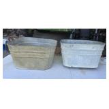 Two Galvanized Square Wash Tubs