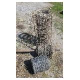 Woven Wire Fence and Two Rolls of Barbwire