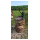 55 Gallon Oil Drum with Hand Crank Pump