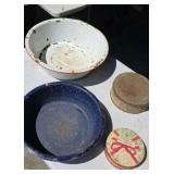 2 Granite Wash Pan Old Tins