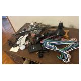 Office supplies, lights, tape player, hangars,