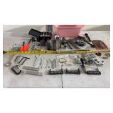 Various hand tools, hardware, and accessories.