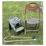 Step Stool, Vtg Wooden Folding Chair, Cane