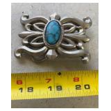 TURQUOISE ENCRUSTED DELICATE WESTERN BELT BUCKLE