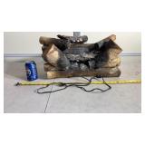 VINTAGE Light Up Fireplace Wood Logs Faux Fire