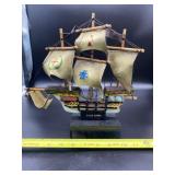 Santa Maria Ship Replica on Wood Base