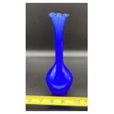 Murano Hand Blown Art Glass Vase in Cobalt Blue