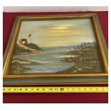 Framed Canvas Painting 1981 Measures 17.5 x 21.5