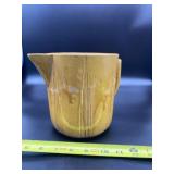 Yellow Glazed Pottery Pitcher with Chip On Spout