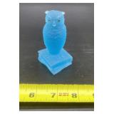 Westmoreland Blue Satin Glass Owl Paperweight