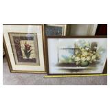 Framed Canvas Painting with Framed Tulip Print