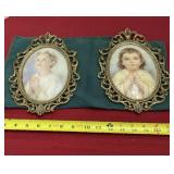 Convex Glass Framed Praying Children Pictures
