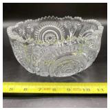 L. E. Smith Pinwheel and Stars Cut Crystal Bowl
